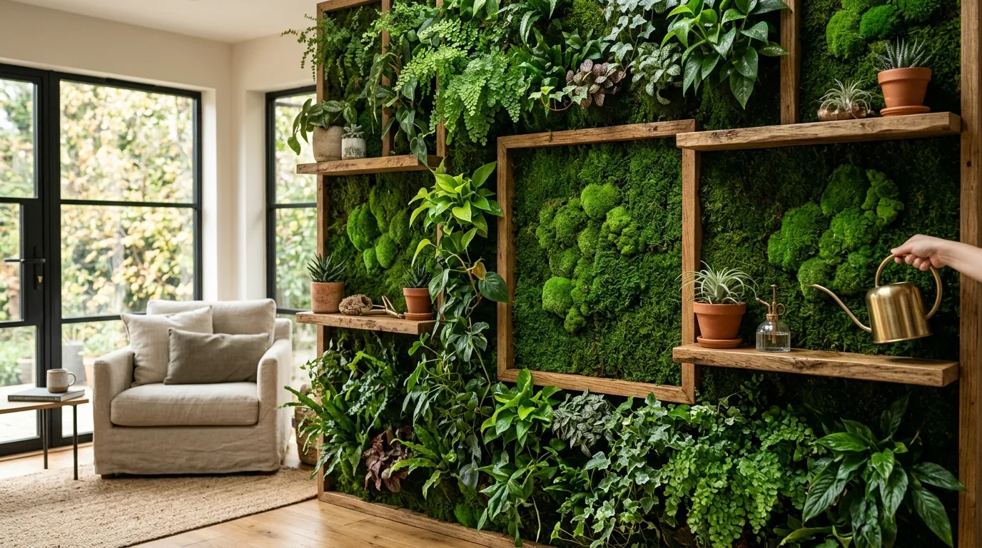 Indoor Vertical Garden With Moss Panels